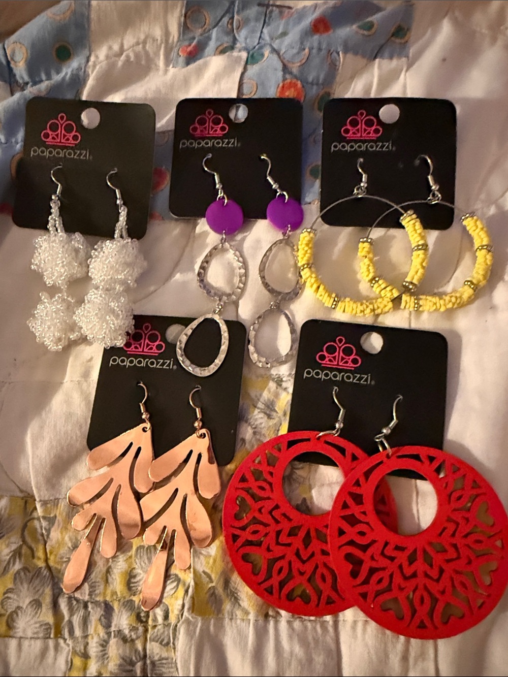 NWT Paparazzi Earrings choose: white shiny balls 3”,silver/purple 4”, copper 3”